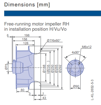 Чертеж вентилятора RH28V-4EK.2A.1R, арт. 113302